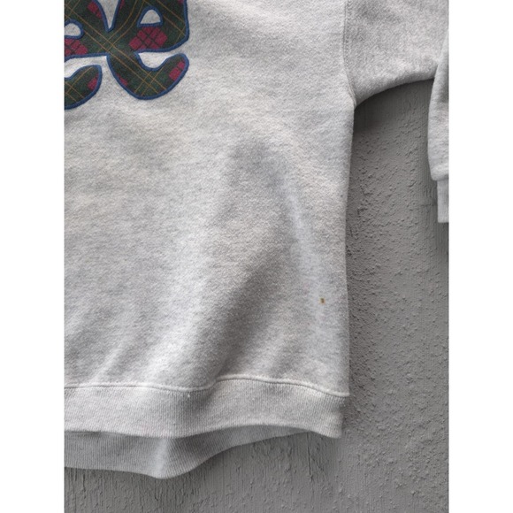 Vintage 90s Lee Heavyweight Plaid Logo Grey Crewneck Sweatshirt USA Made L - Picture 7 of 12